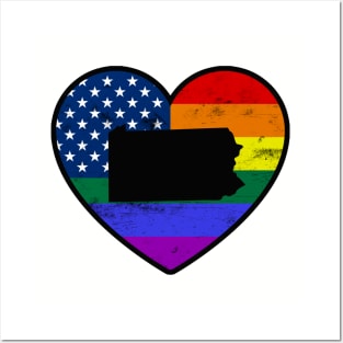 Pennsylvania United States Gay Pride Flag Heart Posters and Art